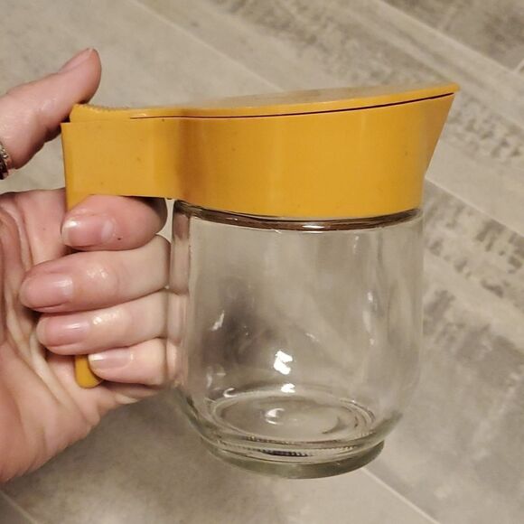 Vintage Glass Retro Mustard Lid Dispenser - Picture 4 of 8